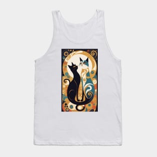 Gustav Klimt's "The Kiss" Inspired Cats: Whimsical Feline Romance Tank Top